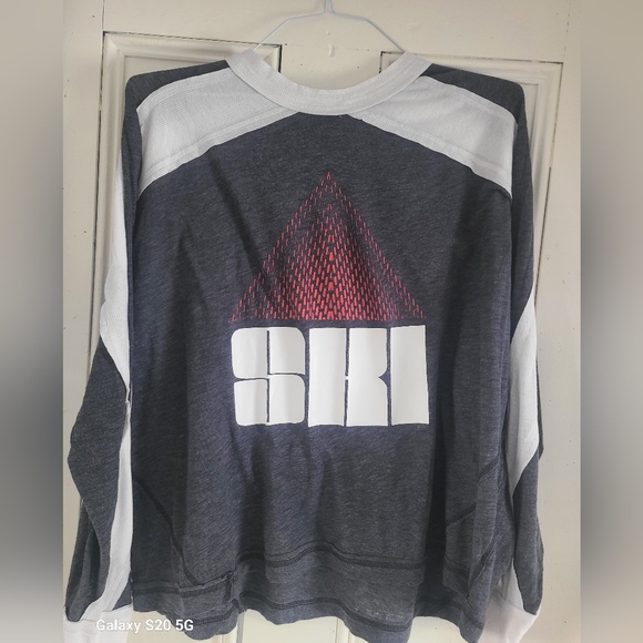 free people movement Tops - Free People Gray and White Long Sleeve Shirt